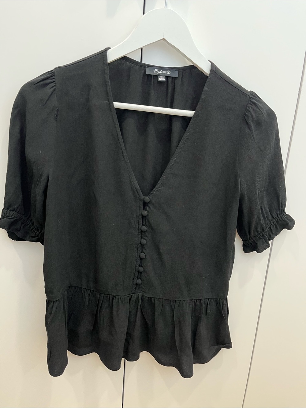 Madewell Black Peplum Top XXS